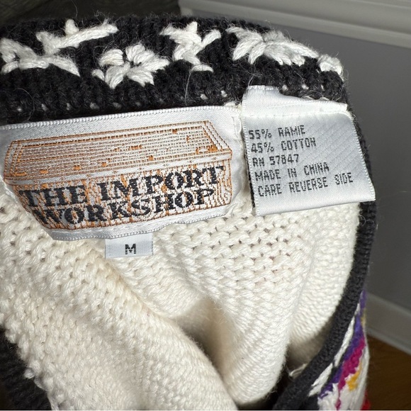 VTG 90s Crochet Knit Cardigan Floral Patchwork Boho Dopamine Dressing M - Picture 9 of 11